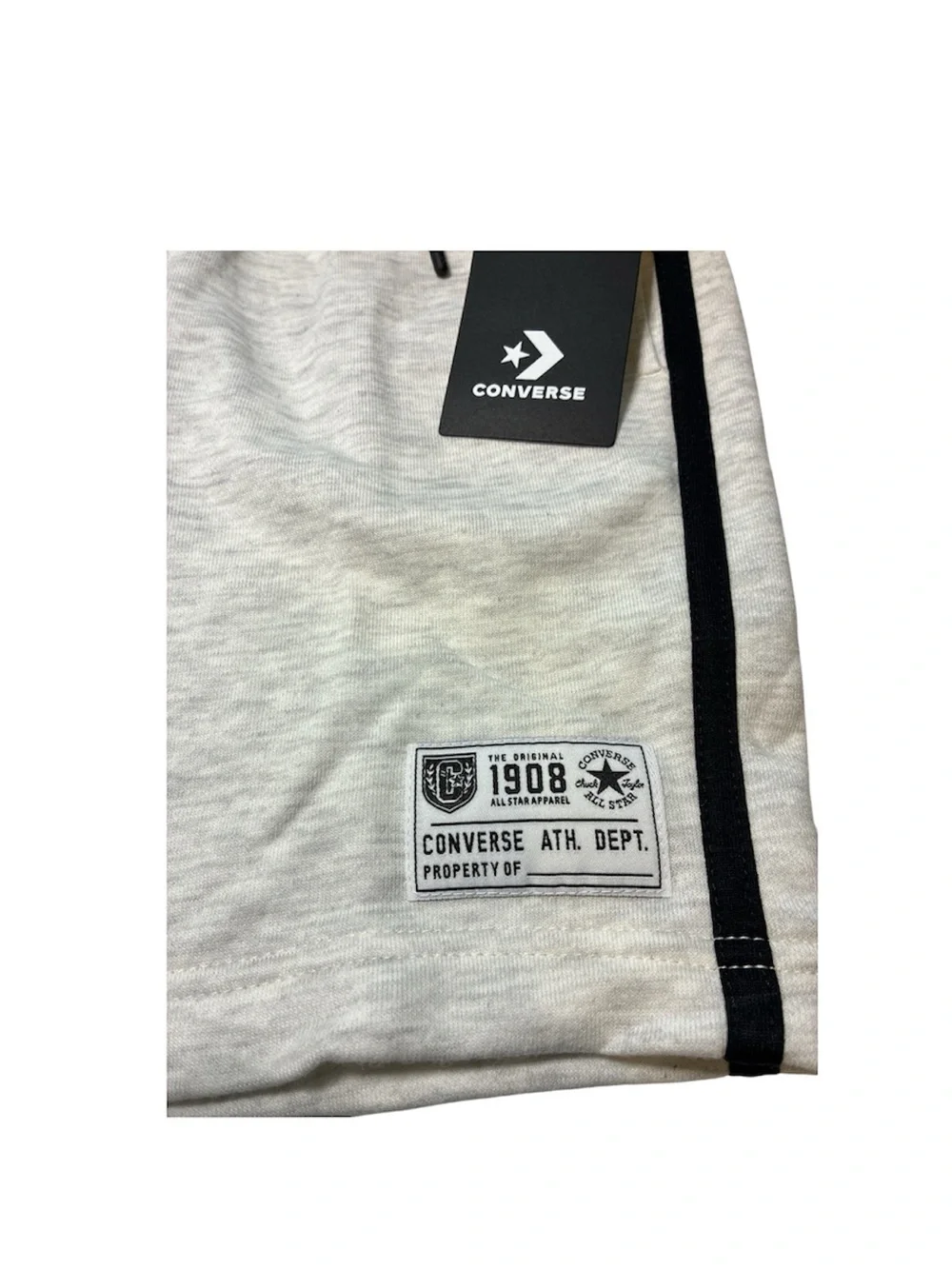 Converse kids Heather Gray Athletic Shorts with Black Side Stripe sz 7 boys new